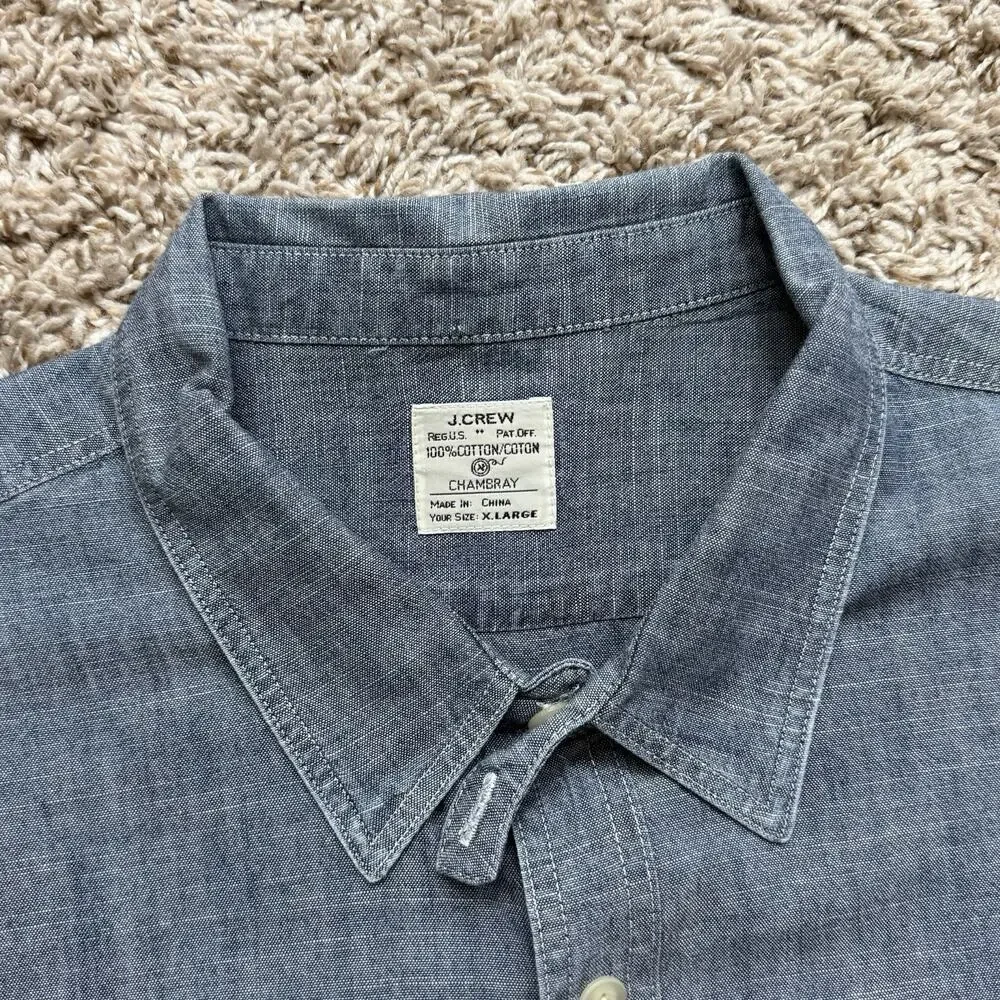 J. Crew 100% Cotton Chambray Lightweight Button Up Work Shirt Men’s Size XL